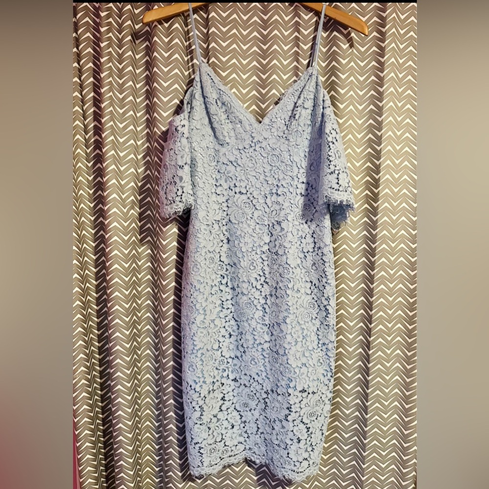 Bardot | Karlie Powder Blue Lace Cold Shoulder Dress, Size US6 - Picture 2 of 8